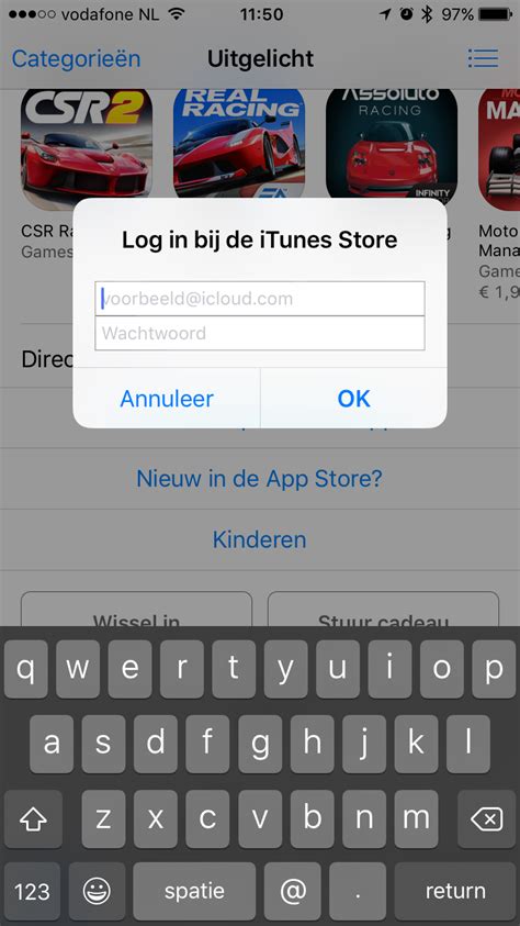 app store inloggen.